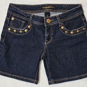 Southpole Vintage 90s - Y2K Mid-Rise Dark Wash Zipper Studded Pocket Short SZ 5
